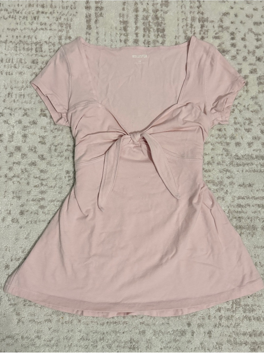Hollister Light Pink Tie-Front Babydoll Shirt